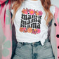 White mama Flower Graphic Print Short Sleeve T Shirt