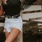 One Shoulder Fringed Long Sleeve Bodysuit