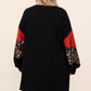 Black Leopard Color Block Sleeve Plus Size Cardigan