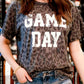 Gray GAME DAY Leopard Print Short Sleeve T Shirt