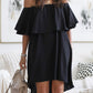Black Off The Shoulder Ruffle Casual Shift Dress