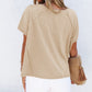 Apricot Solid Patched Side Slit T Shirt