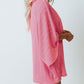 Pink Open Front Kimono Sleeves Knit Cardigan