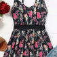 Black Lace Contrast Floral Peplum Tank Top