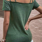 Green Strappy Off-the-shoulder Short Sleeve Top