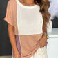 Colorblock Stitching Short Sleeve Rib Knit Top
