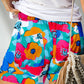 Floral Print Drawstring Elastic Waist Casual Shorts