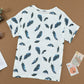 White Feather Print Short Sleeve Tee