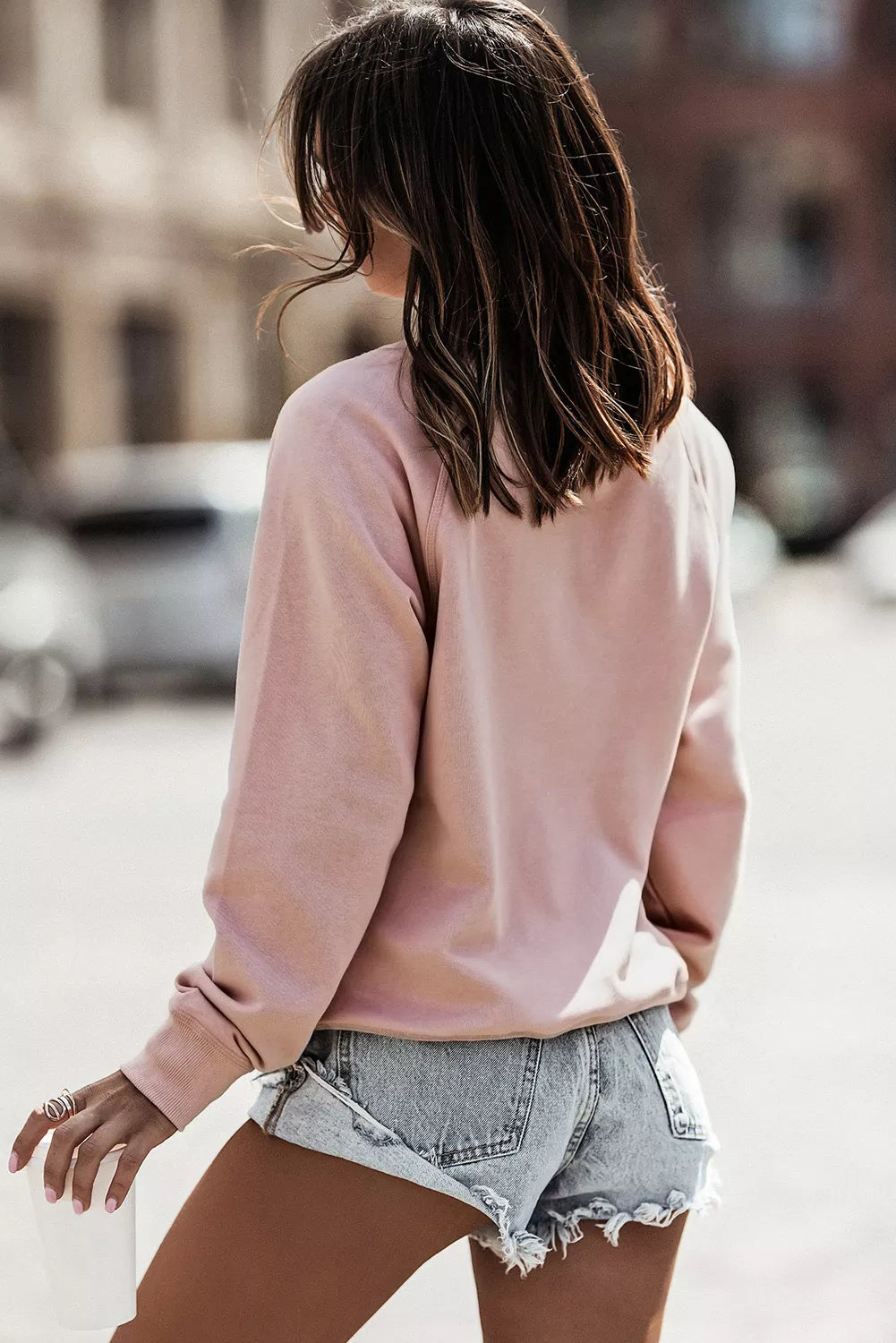 Pink Be Mine Glitter Pattern Print Pullover Sweatshirt