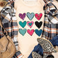 Khaki Valentines Multi Pattern Heart Print T Shirt