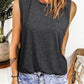 Gray Solid Color Crew Neck Loose Tank Top