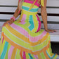 Color Block Striped Bow Knot Straps Maxi Dress
