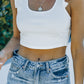 Ruffle Strap Ribbed Sleeveless Crop Top