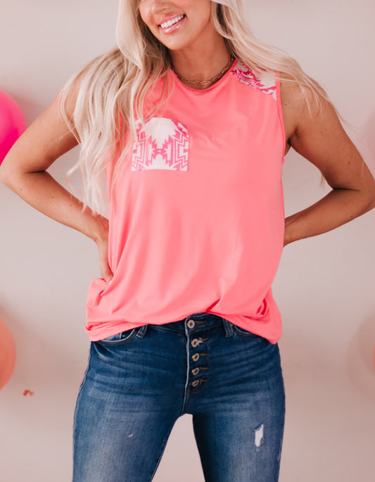 Aztec Pocket Shoulder Tank Top