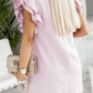 Pink Round Neck Ruffle Shift Mini Dress