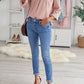 Plain Pleated Bust Cuffed Sleeves Shirt