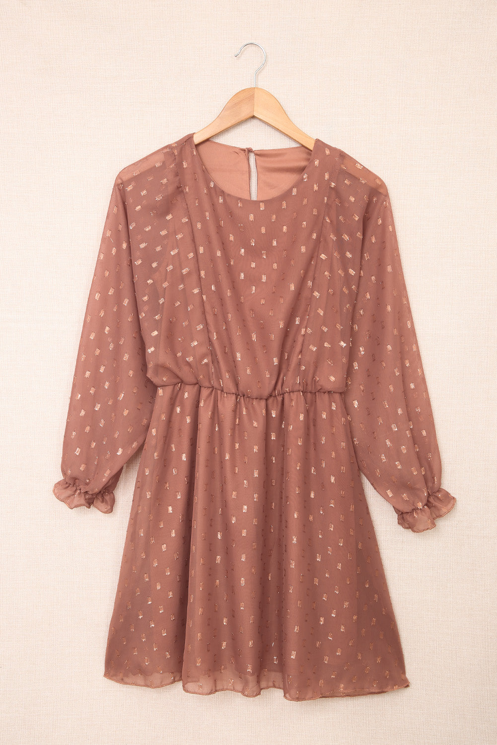 Swiss Dot Bubble Sleeves Chiffon Dress