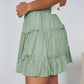 Smocked Waist Swiss Dot Frilled Tiered Mini Skirt