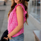Rose Leopard Ruffle Trim Tank Top