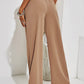 Elastic Smocked Waist Wide Leg Casual Pants