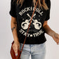 Black Stay True Guitar Graphic Print Short Sleeve Casual T Shirt