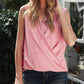 Pink V Neck Draped Tank Top