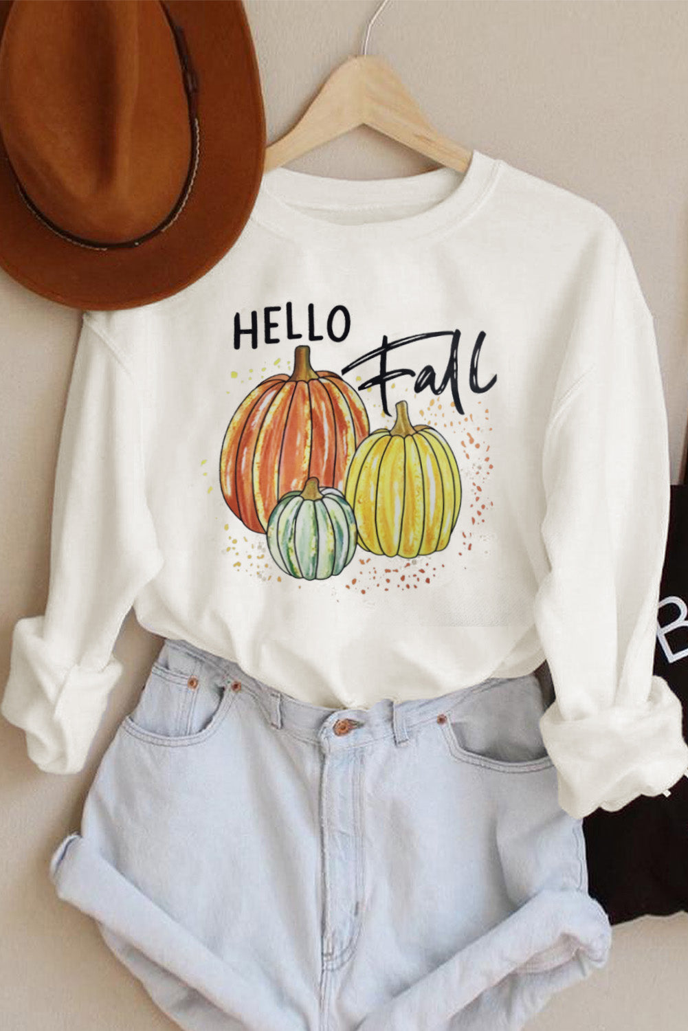 Letter Pumpkin Print Sweatshirt