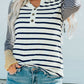 Sleeve Stripe Button Henley Top