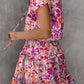 Floral Print Tie V Neck Ruffle Mini Dress