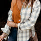 Buttoned Turn Down Collar Plaid Shirt