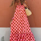 Red Geometric Print Loose Fit Sleeveless Maxi Dress