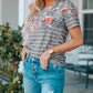 Floral Striped Print Short Sleeve Tee