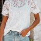 High Neck Lace Short Sleeve Top
