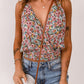 Multicolor Wrapped V Neck Floral Tank Crop Top