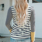 Sleeve Stripe Button Henley Top