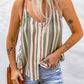 Color Block Striped Button Up Tank Top