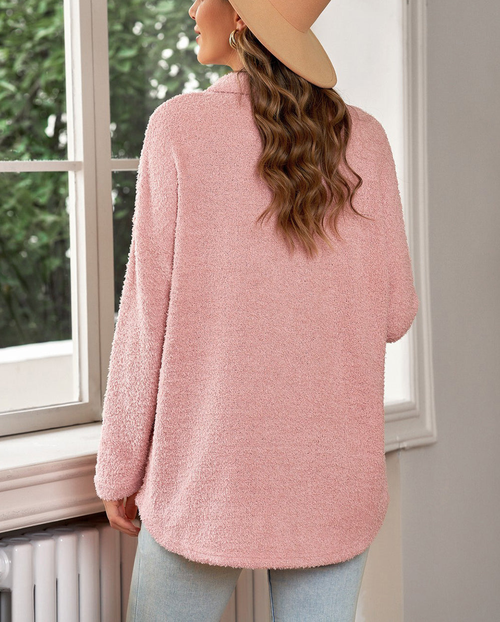 Plush Button Down Pocketed Shirt Jacket