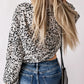 Leopard Print Drawstring Pullover Blouse