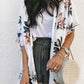 White Floral Print Summer Kimono