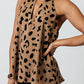Leopard Print Keyhole Lace-up Halter Open Back Tank Top