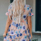 Ruffled Short Sleeve Floral Dress