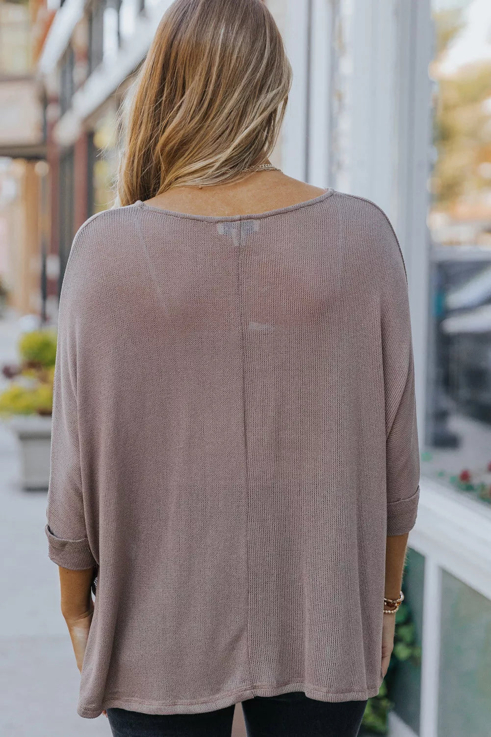 Khaki Lightweight Knit Oversize Blouse
