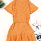 Flutter Sleeve Wrap V Neck Floral Lace Short Dress