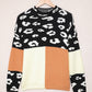 Leopard Colorblock Mock Neck Sweater