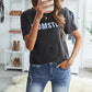 Letter Print Distressed Tee