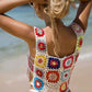 White Hollow-out Knitting Floral Crochet Beach Cover up