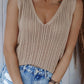 Hollowed Knit V Neck Tank Top