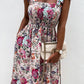 Apricot Tie Straps Smocked Floral Dress