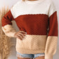 Brown Geometric Texture Colorblock Sweater