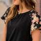 Black Floral Tiered Short Sleeve T Shirt